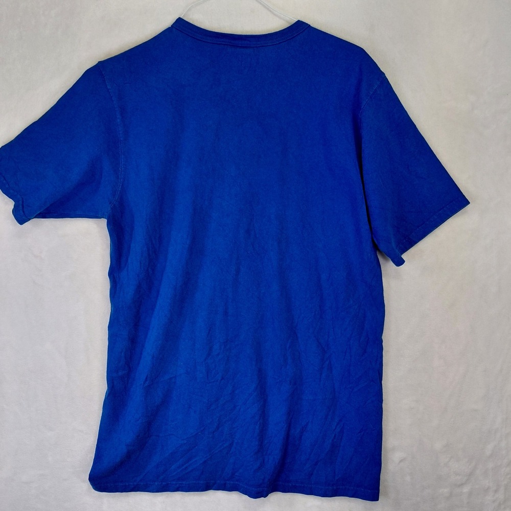 Champion Mens Vintage Script Logo T-Shirt Royal Blue Large Short Sleeve Cotton - Picture 7 of 7